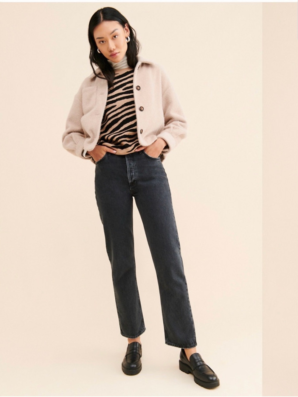 90’s pinch waist Agolde Straight Leg Jeans in Washed Black